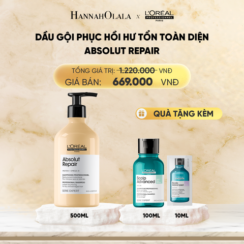  DẦU GỘI PHỤC HỒI HƯ TỔN TOÀN DIỆN L'ORÉAL PROFESSIONNEL SERIE EXPERT ABSOLUT REPAIR GOLD 500ML 