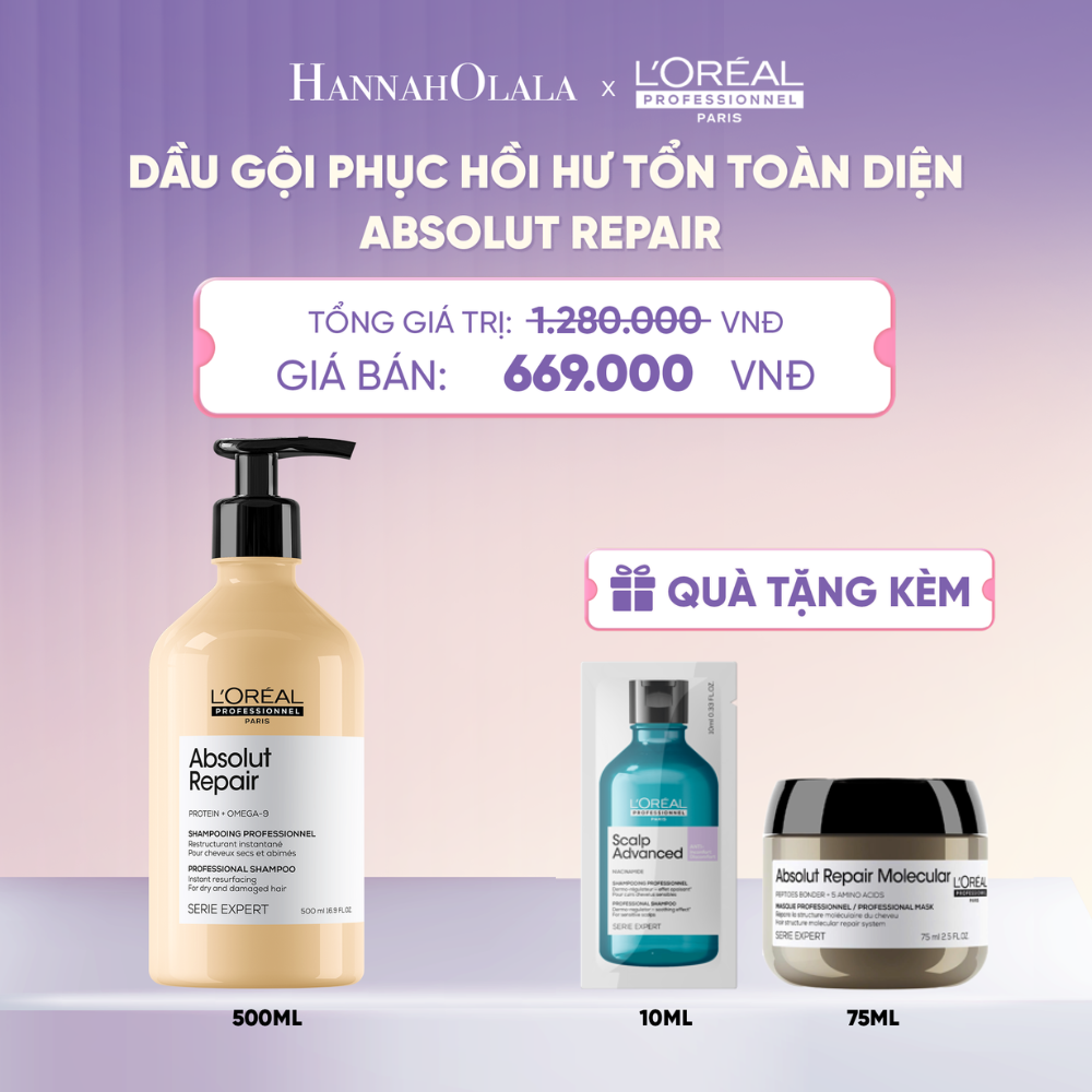  DẦU GỘI PHỤC HỒI HƯ TỔN TOÀN DIỆN SERIE EXPERT ABSOLUT REPAIR GOLD 500ML  - L041 