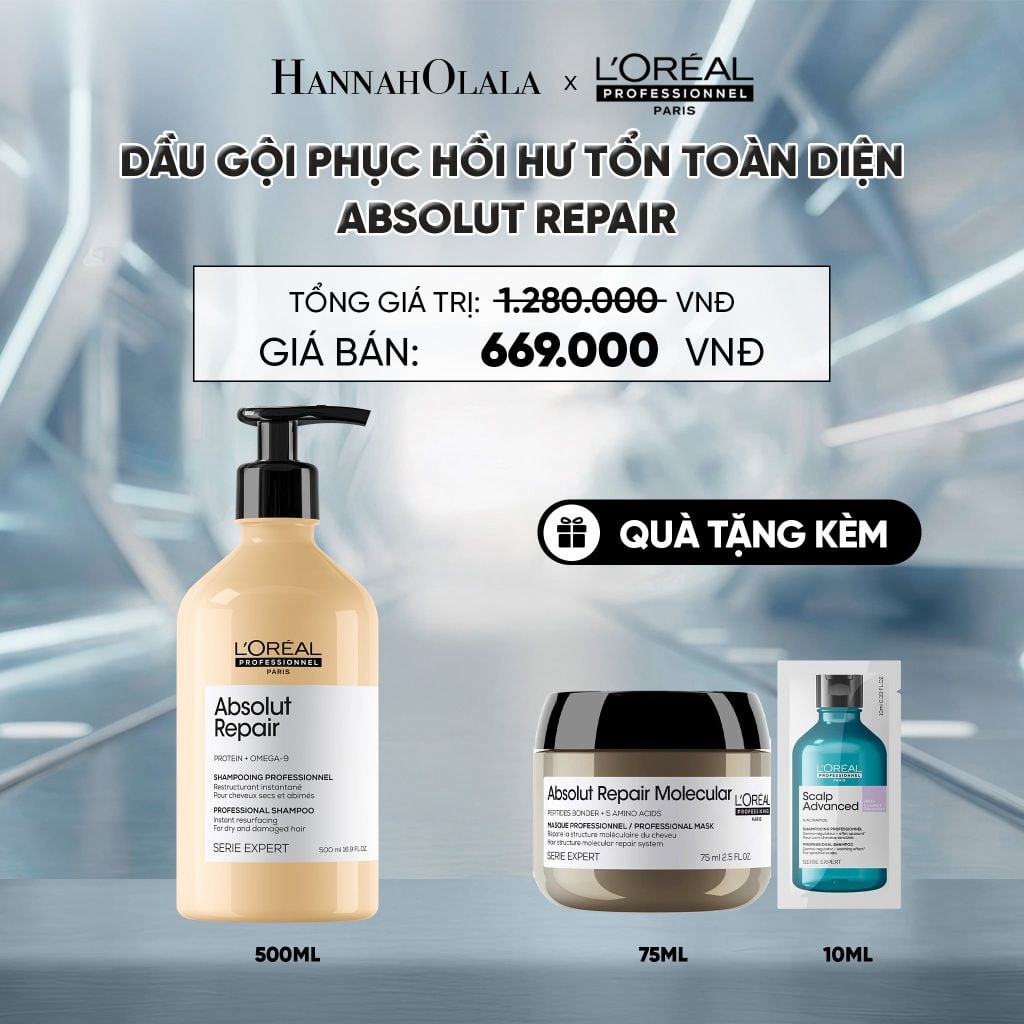  DẦU GỘI PHỤC HỒI HƯ TỔN TOÀN DIỆN SERIE EXPERT ABSOLUT REPAIR GOLD 500ML - D16 