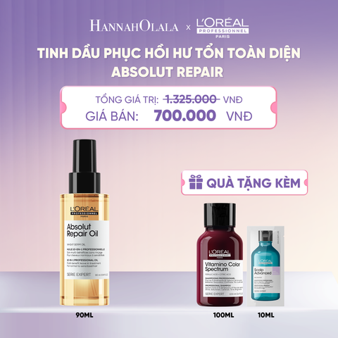  TINH DẦU ĐA NĂNG PHỤC HỒI TÓC HƯ TỔN TOÀN DIỆN 10 TRONG 1 L'ORÉAL PROFESSIONNEL SERIE EXPERT ABSOLUT REPAIR GOLD 90ML  - L040 