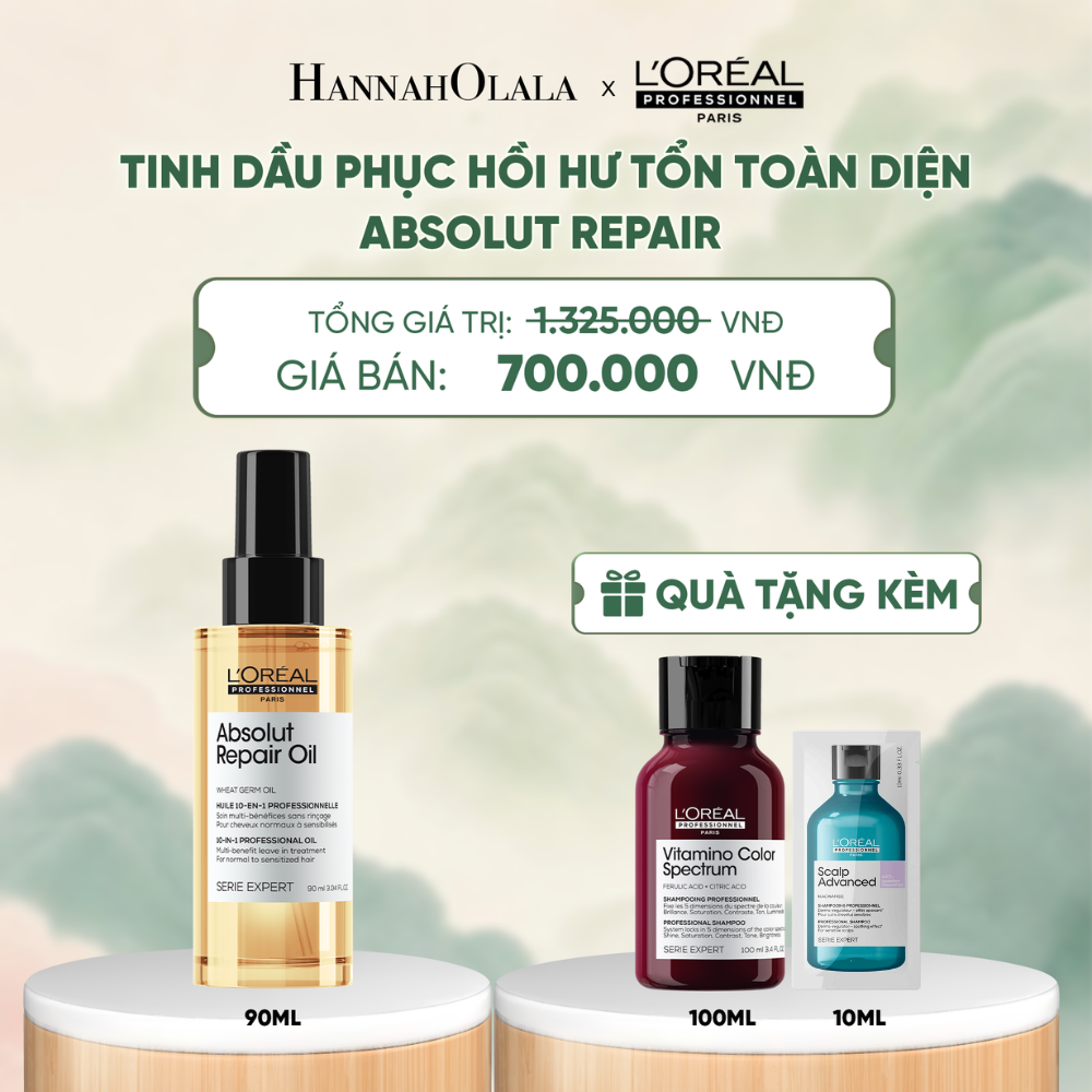 TINH DẦU ĐA NĂNG PHỤC HỒI TÓC HƯ TỔN TOÀN DIỆN 10 TRONG 1 L'ORÉAL PROFESSIONNEL SERIE EXPERT ABSOLUT REPAIR GOLD 90ML - A416 