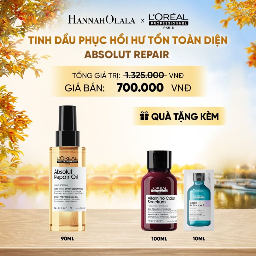  TINH DẦU ĐA NĂNG PHỤC HỒI TÓC HƯ TỔN TOÀN DIỆN 10 TRONG 1 L'ORÉAL PROFESSIONNEL SERIE EXPERT ABSOLUT REPAIR GOLD 90ML - E496 