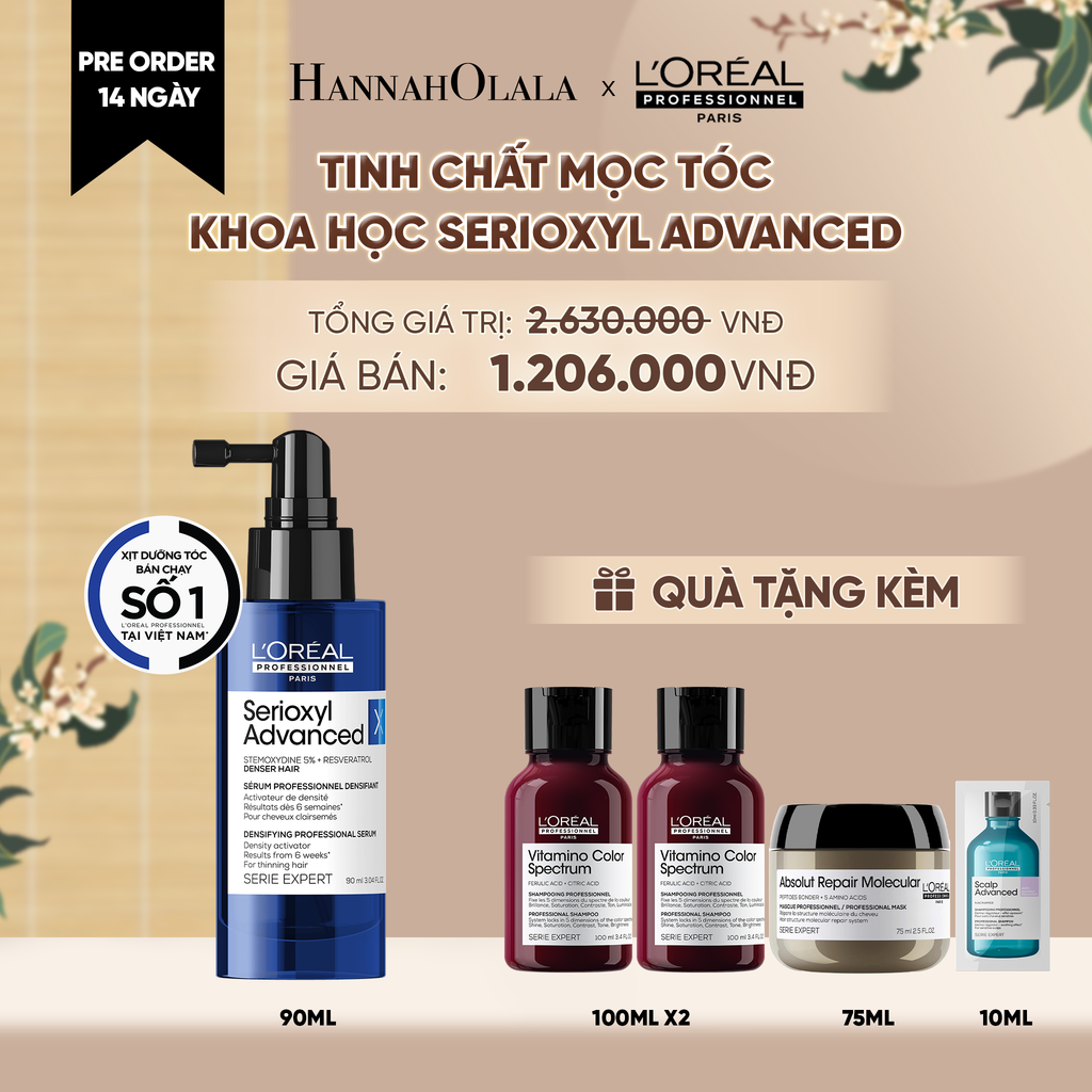  [PREORDER 14 NGÀY] TINH CHẤT HỖ TRỢ XỊT MỌC TÓC L'OREAL PROFESSIONNEL SERIOXYL ADVANCED 90ML - A285 