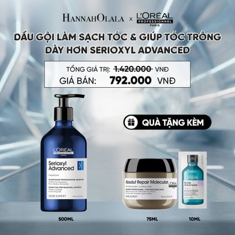  DẦU GỘI LÀM SẠCH TÓC & GIÚP TÓC TRÔNG DÀY HƠN SERIOXYL ADVANCED 500ML - DÀNH CHO TÓC THƯA, MẢNH, RỤNG - D17 