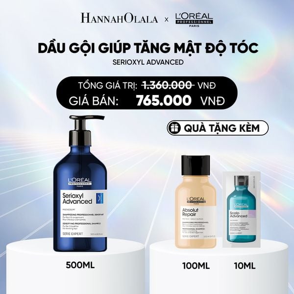  DEAL 14: DẦU GỘI LÀM SẠCH TÓC & GIÚP TÓC TRÔNG DÀY HƠN SERIOXYL ADVANCED 500ML - DÀNH CHO TÓC THƯA, MẢNH, RỤNG 