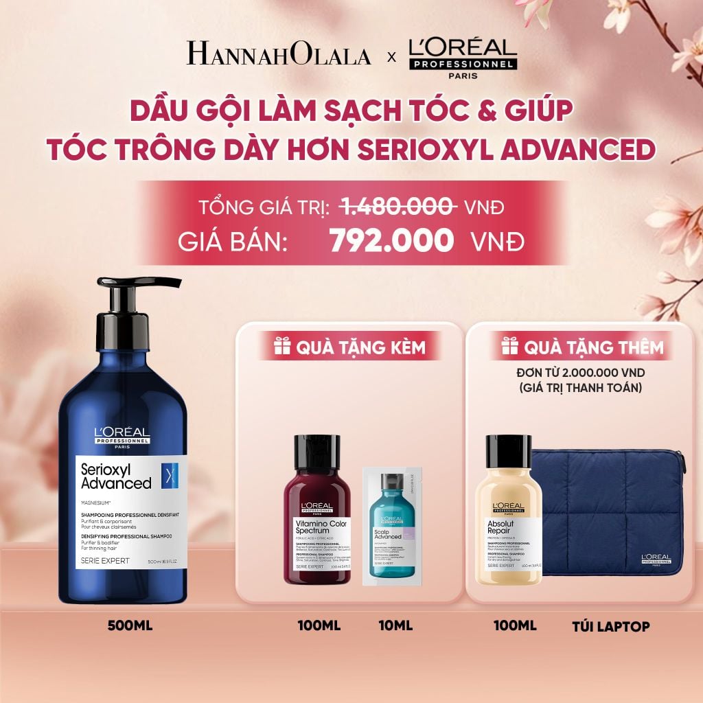  DẦU GỘI LÀM SẠCH TÓC & GIÚP TÓC TRÔNG DÀY HƠN SERIOXYL ADVANCED 500ML - A1262 