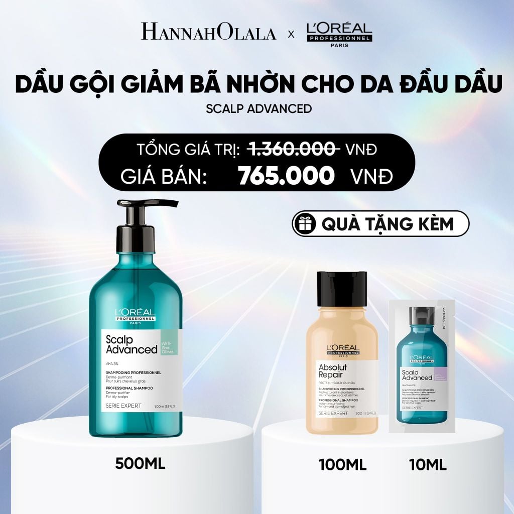  DEAL 12: DẦU GỘI GIẢM BÃ NHỜN CHO DA ĐẦU DƯ DẦU SCALP ADVANCED 500ML 