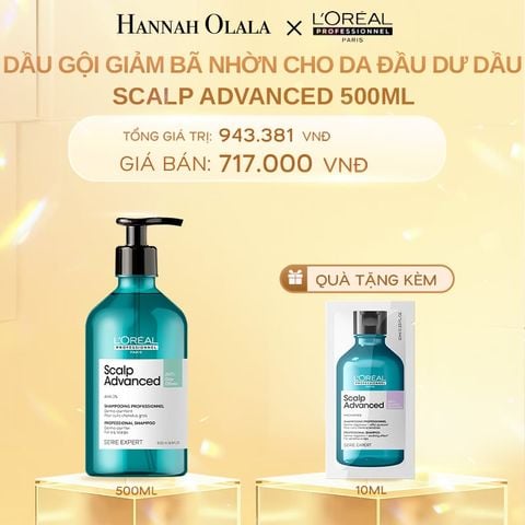  DEAL 11: DẦU GỘI GIẢM BÃ NHỜN CHO DA ĐẦU DƯ DẦU SCALP ADVANCED 500ML 