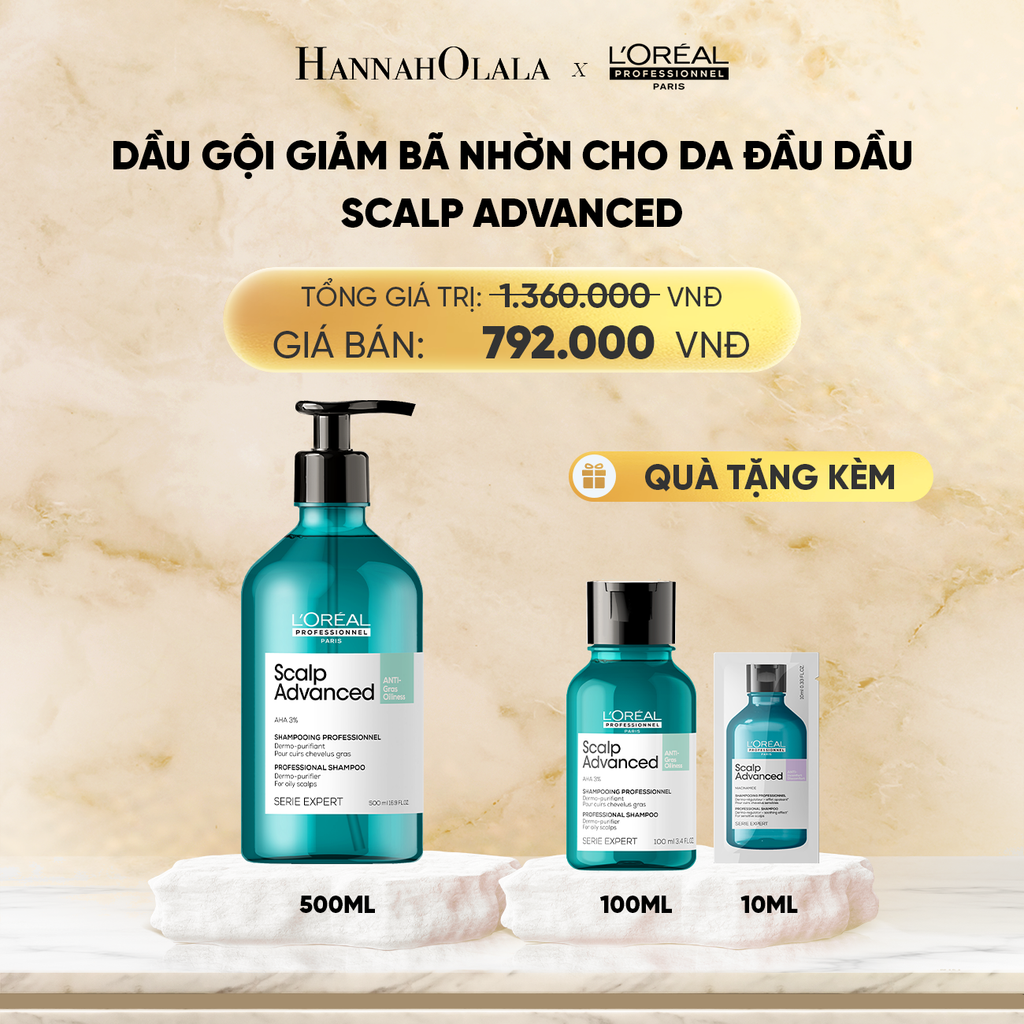  DẦU GỘI GIẢM BÃ NHỜN CHO DA ĐẦU DƯ DẦU SCALP ADVANCED 500ML 