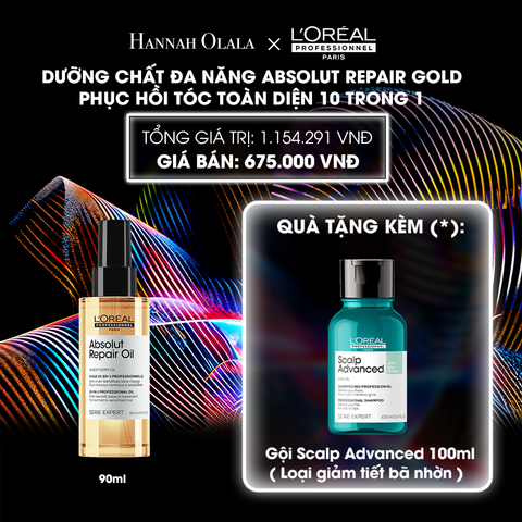  DEAL 6: TINH DẦU ĐA NĂNG PHỤC HỒI TÓC HƯ TỔN TOÀN DIỆN 10 TRONG 1 L'ORÉAL PROFESSIONNEL SERIE EXPERT ABSOLUT REPAIR GOLD 90ML 