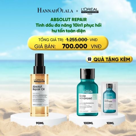  DEAL 4: TINH DẦU ĐA NĂNG PHỤC HỒI TÓC HƯ TỔN TOÀN DIỆN 10 TRONG 1 L'ORÉAL PROFESSIONNEL SERIE EXPERT ABSOLUT REPAIR GOLD 90ML 
