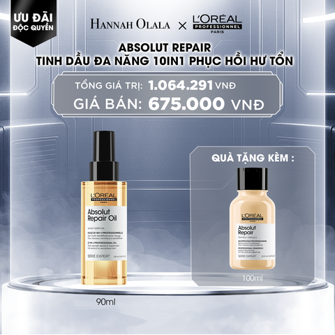  DEAL 5: TINH DẦU ĐA NĂNG PHỤC HỒI TÓC HƯ TỔN TOÀN DIỆN 10 TRONG 1 L'ORÉAL PROFESSIONNEL SERIE EXPERT ABSOLUT REPAIR GOLD 90ML 