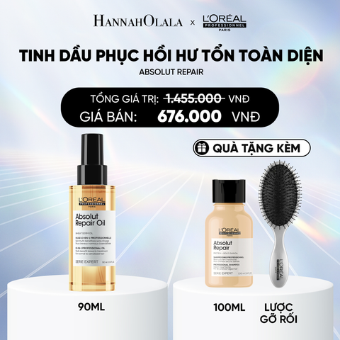  DEAL 4: TINH DẦU ĐA NĂNG PHỤC HỒI TÓC HƯ TỔN TOÀN DIỆN 10 TRONG 1 L'ORÉAL PROFESSIONNEL SERIE EXPERT ABSOLUT REPAIR GOLD 90ML 