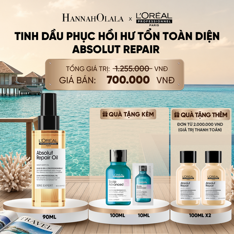  TINH DẦU ĐA NĂNG PHỤC HỒI TÓC HƯ TỔN TOÀN DIỆN 10 TRONG 1 L'ORÉAL PROFESSIONNEL SERIE EXPERT ABSOLUT REPAIR GOLD 90ML_ D1355 