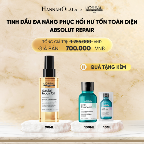  TINH DẦU ĐA NĂNG PHỤC HỒI TÓC HƯ TỔN TOÀN DIỆN 10 TRONG 1 L'ORÉAL PROFESSIONNEL SERIE EXPERT ABSOLUT REPAIR GOLD 90ML 