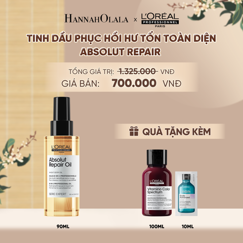  TINH DẦU ĐA NĂNG PHỤC HỒI TÓC HƯ TỔN TOÀN DIỆN 10 TRONG 1 L'ORÉAL PROFESSIONNEL SERIE EXPERT ABSOLUT REPAIR GOLD 90ML - A247 
