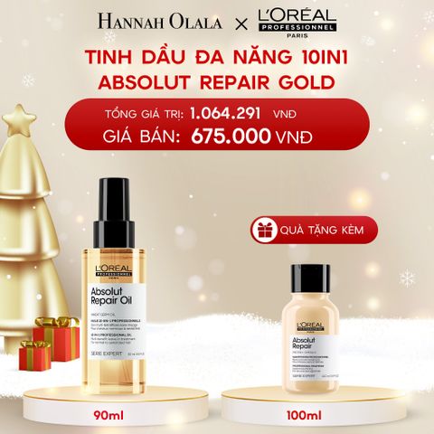  DEAL 6: TINH DẦU ĐA NĂNG PHỤC HỒI TÓC HƯ TỔN TOÀN DIỆN 10 TRONG 1 L'ORÉAL PROFESSIONNEL SERIE EXPERT ABSOLUT REPAIR GOLD 90ML 