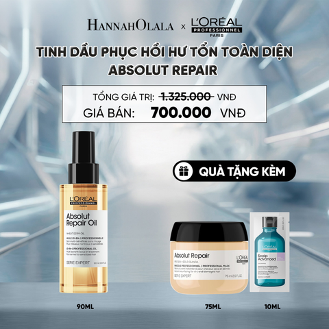  TINH DẦU ĐA NĂNG PHỤC HỒI TÓC HƯ TỔN TOÀN DIỆN 10 TRONG 1 L'ORÉAL PROFESSIONNEL SERIE EXPERT ABSOLUT REPAIR GOLD 90ML - D15 