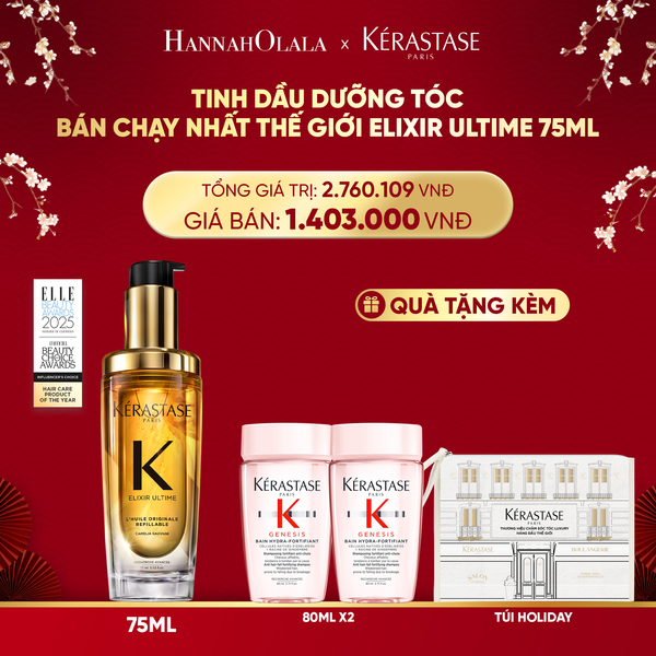  DEAL 2: [PHIÊN BẢN GIỚI HẠN 2026] DẦU DƯỠNG TÓC ELIXIR ULTIME KÉRASTASE 75ML GIÚP BẢO VỆ TÓC TRƯỚC NHIỆT & GIẢM CHẺ NGỌN 