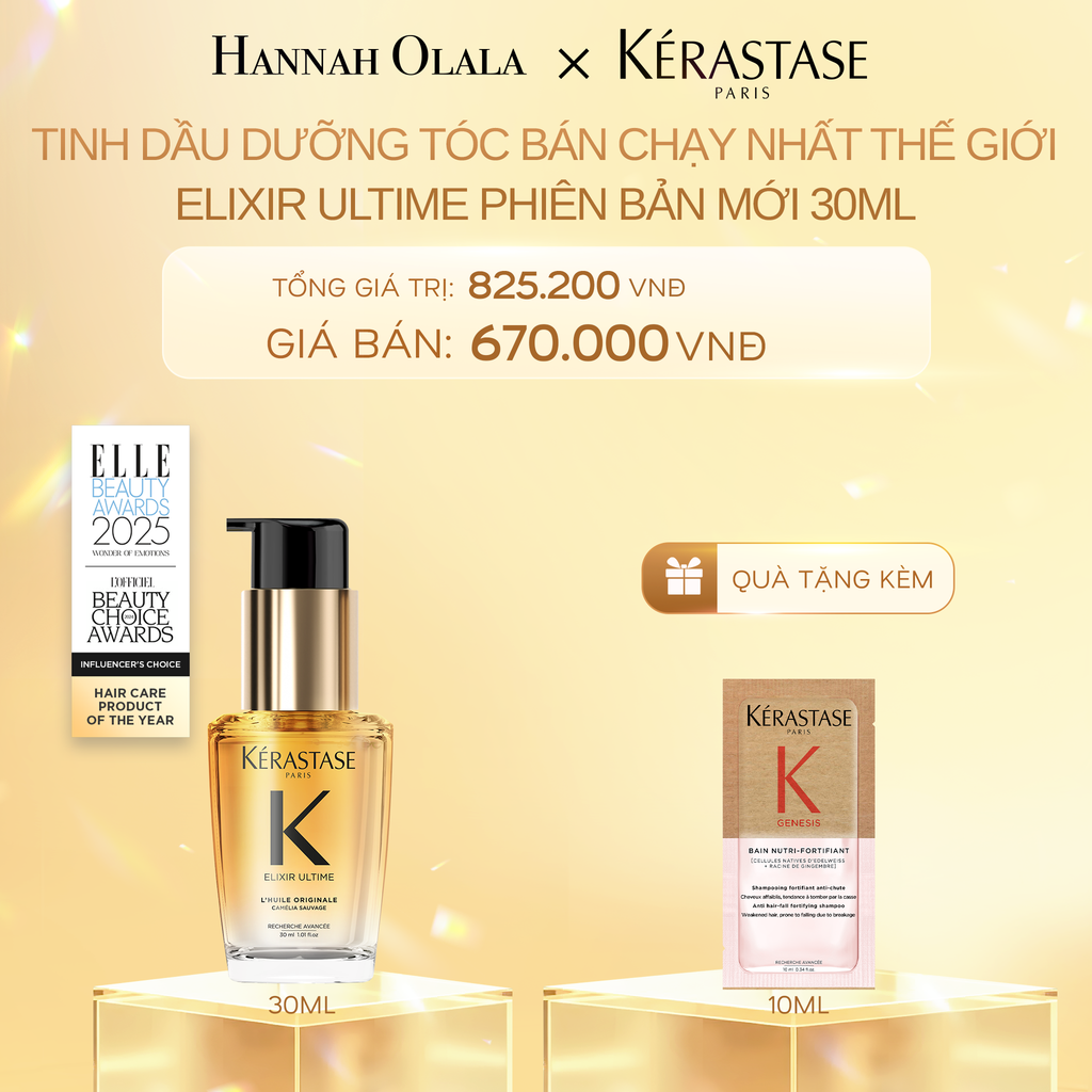  DEAL 6: TINH DẦU DƯỠNG TÓC BÁN CHẠY NHẤT THẾ GIỚI ELIXIR ULTIME PHIÊN BẢN MỚI 30ML 