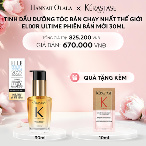  E1075: DEAL 7: TINH DẦU DƯỠNG TÓC BÁN CHẠY NHẤT THẾ GIỚI ELIXIR ULTIME PHIÊN BẢN MỚI 30ML 