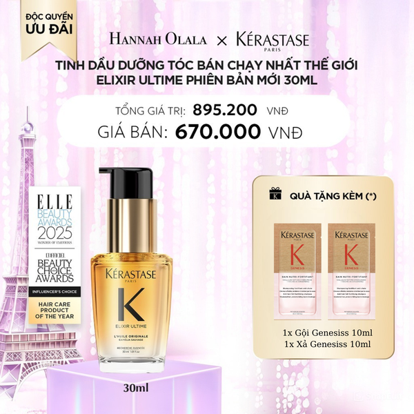  DEAL 7_BACKUP: TINH DẦU DƯỠNG TÓC BÁN CHẠY NHẤT THẾ GIỚI ELIXIR ULTIME PHIÊN BẢN MỚI 30ML 