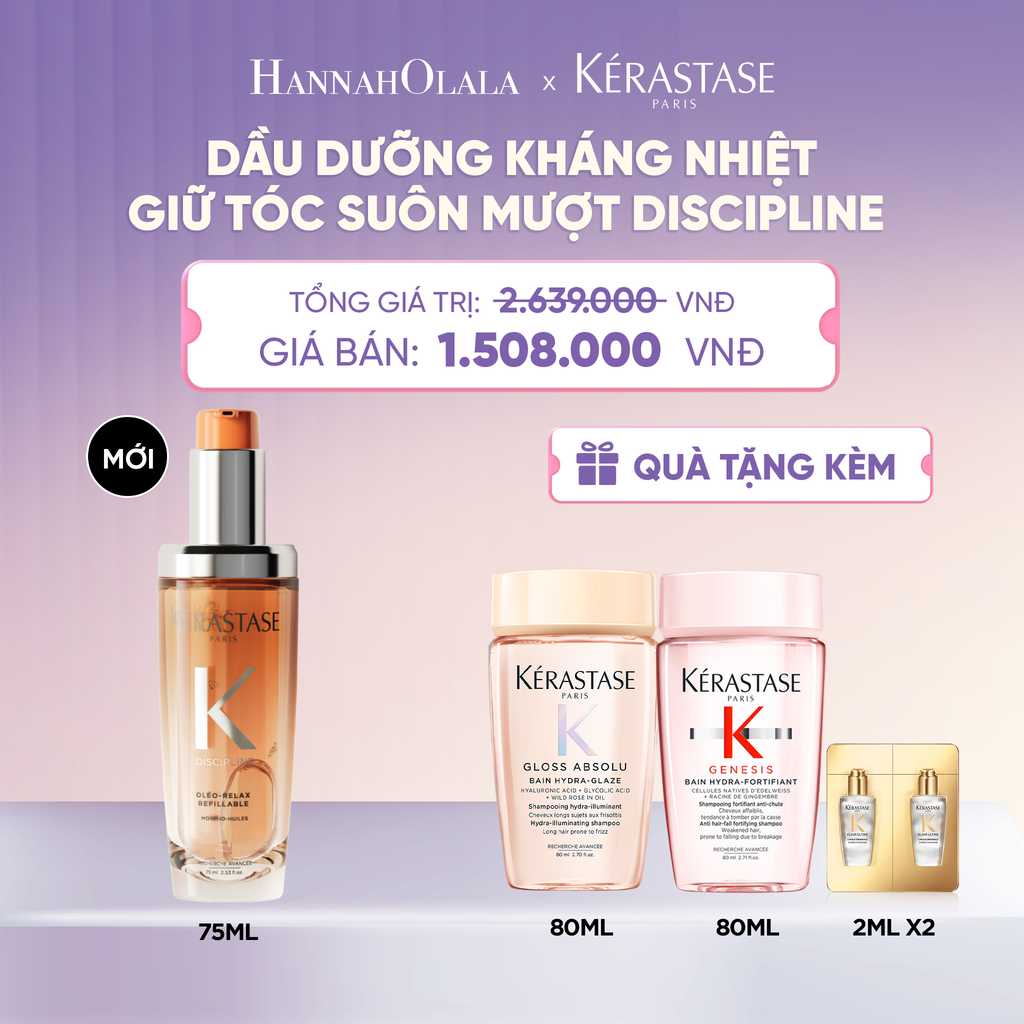  MỚI - DẦU DƯỠNG TÓC DISCIPLINE GIÚP KHÁNG NHIỆT & GIỮ NẾP TÓC SUÔN MƯỢT 75ML DISCIPLINE L'HUILE OLEO-RELAX  - L009 