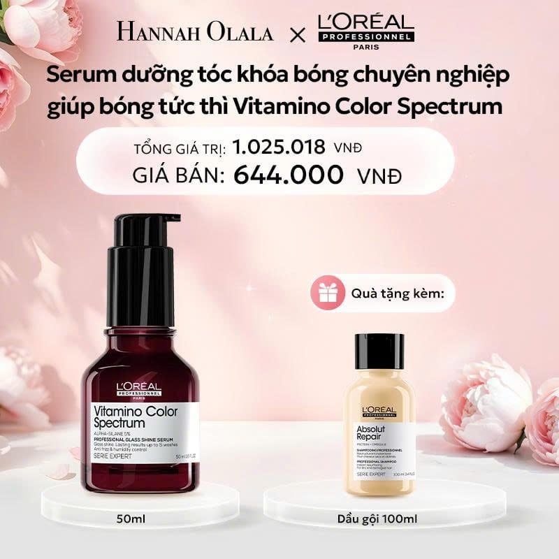  E1079: DEAL 10: SERUM DƯỠNG TÓC KHÓA BÓNG CHUYÊN NGHIỆP GIÚP BÓNG TÓC TỨC THÌ L'ORÉAL PROFESSIONNEL VITAMINO COLOR SPECTRUM 50ML 
