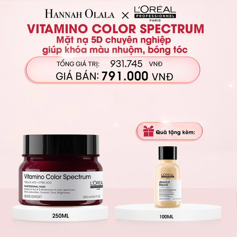  E827_DEAL 8: MẶT NẠ KHÓA MÀU 5D CHUYÊN NGHIỆP GIÚP KHÓA MÀU NHUỘM, BÓNG TÓC L'ORÉAL PROFESSIONNEL VITAMINO COLOR SPECTRUM 250ML 