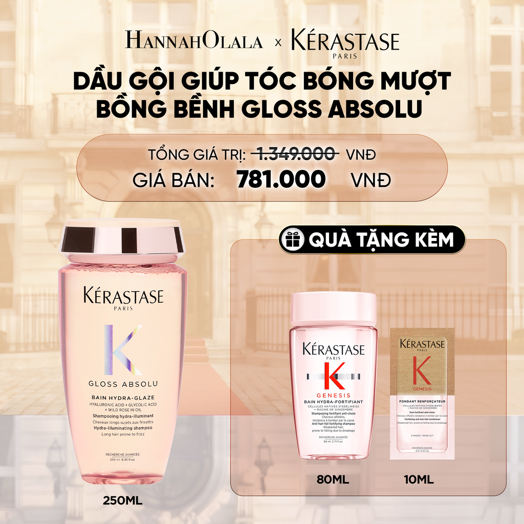  [SẢN PHẨM MỚI] DẦU GỘI GIÚP TÓC BÓNG MƯỢT BỒNG BỀNH KÉRASTASE GLOSS ABSOLU BAIN 250ML - D06 