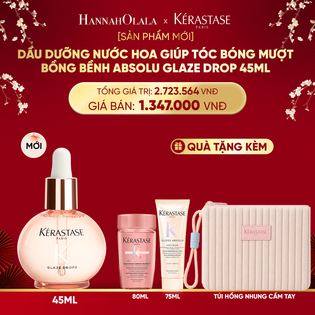  DEAL 12: [SẢN PHẨM MỚI] DẦU DƯỠNG NƯỚC HOA GIÚP TÓC BÓNG MƯỢT BỒNG BỀNH KÉRASTASE ABSOLU GLAZE DROP 45ML 