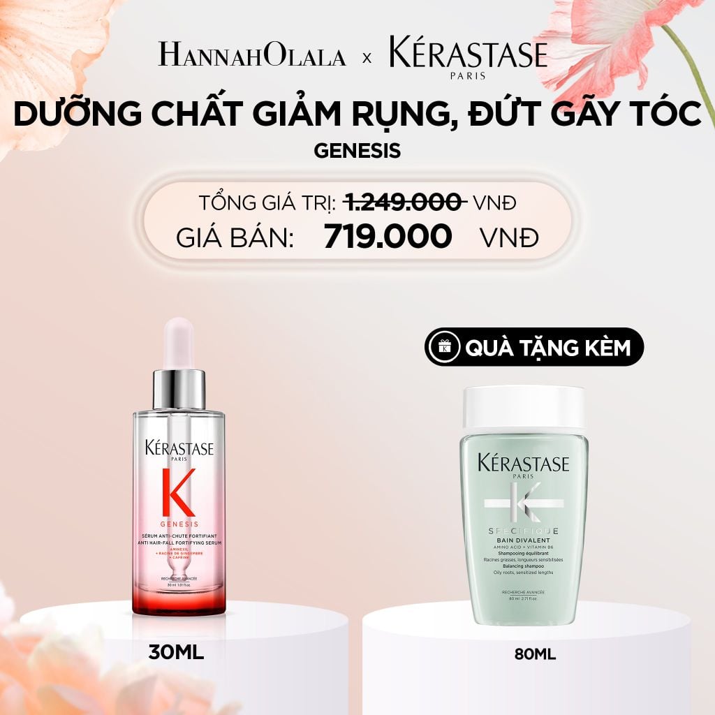  DEAL 14: SERUM DÀNH CHO DA ĐẦU GIÚP GIẢM GÃY RỤNG VÀ ĐỨT GÃY TÓC ĐẾN 84% SAU 6 TUẦN - KÉRASTASE GENESIS 30ML 