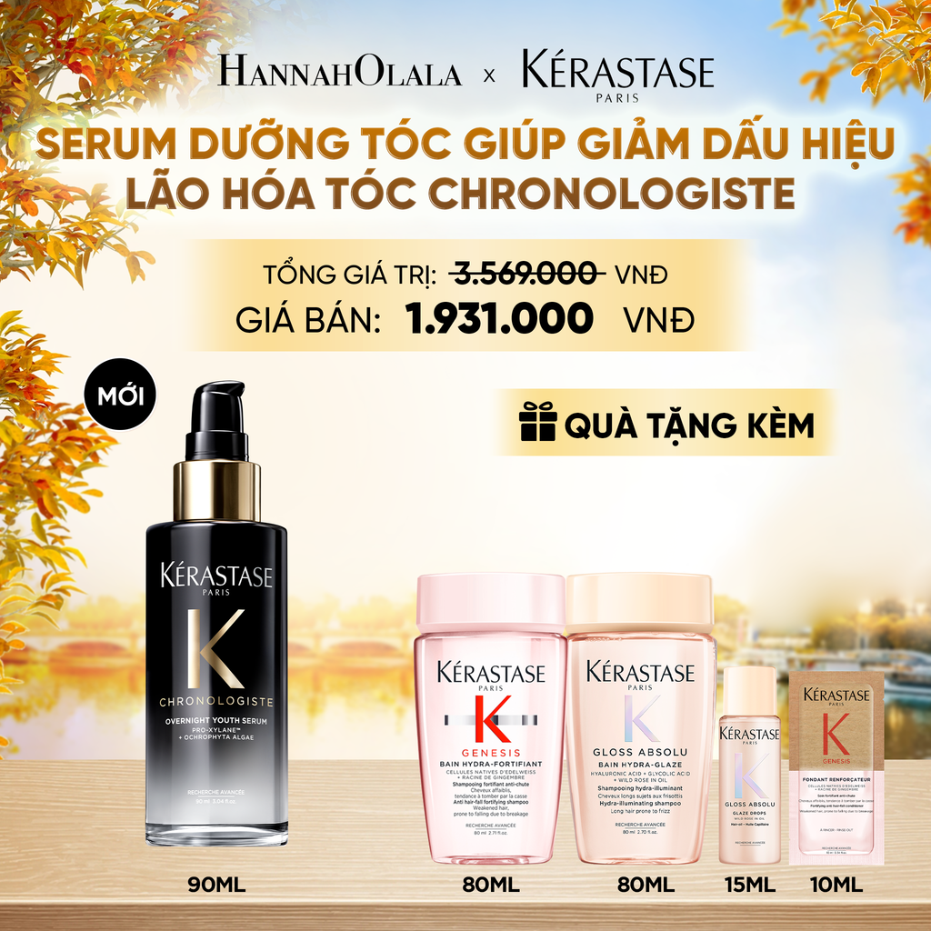  [LẦN ĐẦU RA MẮT] SERUM DƯỠNG TÓC KÉRASTASE CHRONOLOGISTE GIÚP GIẢM DẤU HIỆU LÃO HÓA TÓC - OVERNIGHT YOUTH SERUM 90ML - E490 