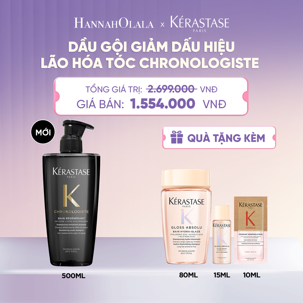  [LẦN ĐẦU RA MẮT] DẦU GỘI KÉRASTASE CHRONOLOGISTE GIẢM DẤU HIỆU LÃO HÓA TÓC - BAIN RÉGÉNÉRANT 500ML  - L017 