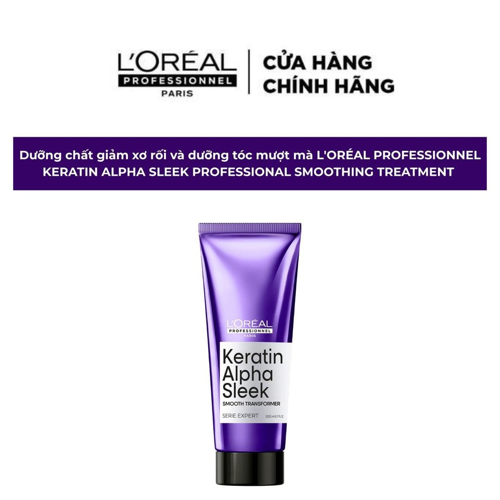  DƯỠNG CHẤT GIẢM XƠ RỐI, DƯỠNG TÓC MƯỢT L'ORÉAL PROFESSIONNEL KERATIN ALPHA SLEEK PROFESSIONAL SMOOTHING TREATMENT 200ML - L074 