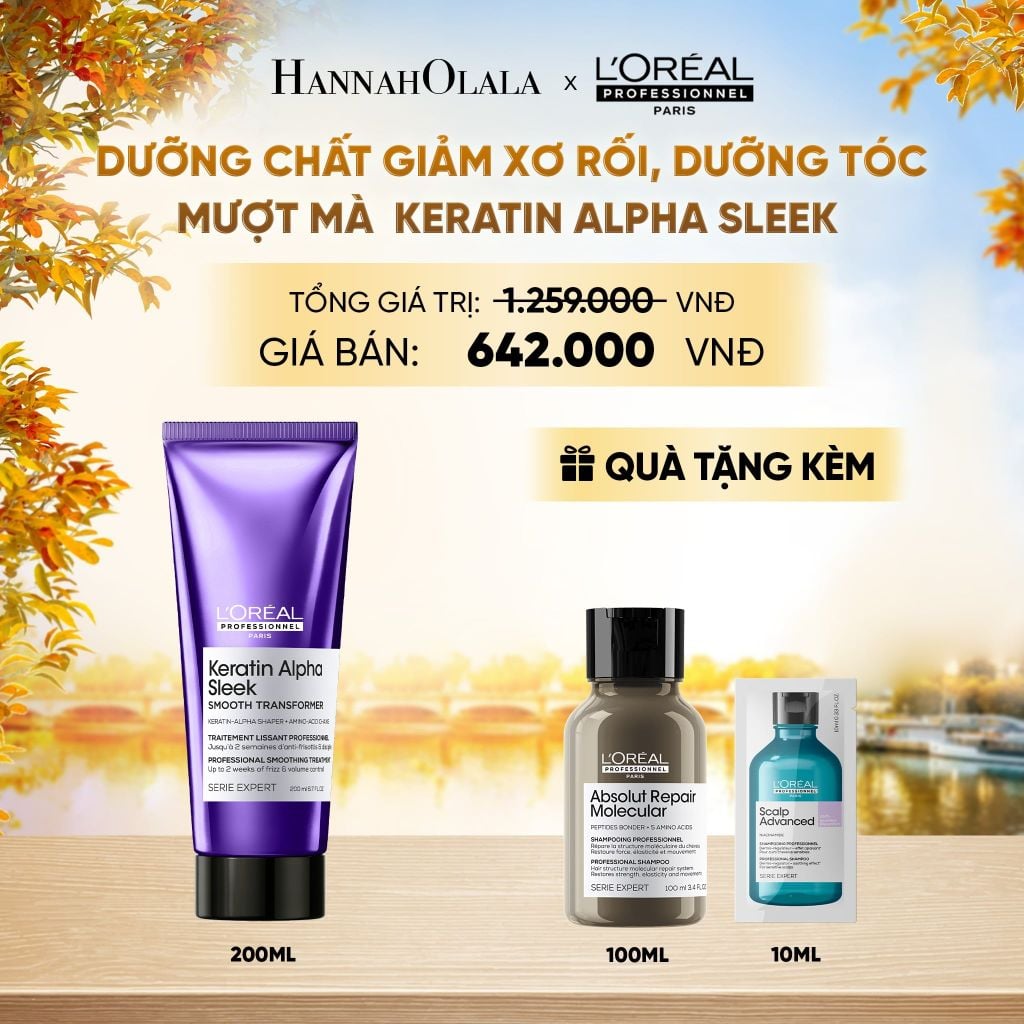  DƯỠNG CHẤT GIẢM XƠ RỐI, DƯỠNG TÓC MƯỢT L'ORÉAL PROFESSIONNEL KERATIN ALPHA SLEEK PROFESSIONAL SMOOTHING TREATMENT 200ML - E503 