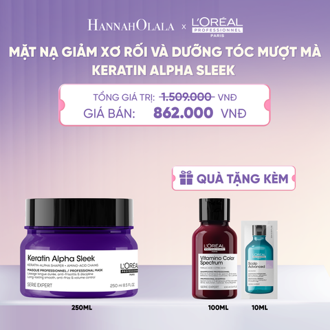  MẶT NẠ GIẢM XƠ RỐI VÀ DƯỠNG TÓC MƯỢT MÀ SERIE EXPERT KERATIN ALPHA SLEEK PROFESSIONAL MASK 250ML  - L046 