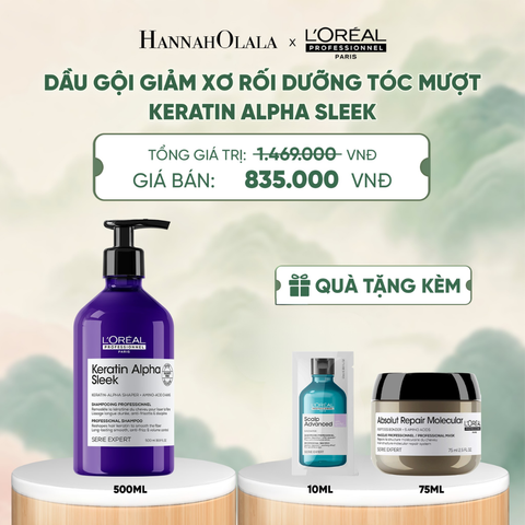 DẦU GỘI GIẢM XƠ RỐI DƯỠNG TÓC MƯỢT L'ORÉAL PROFESSIONNEL SERIE EXPERT KERATIN ALPHA SLEEK PROFESSIONAL SHAMPOO 500ML - A421 