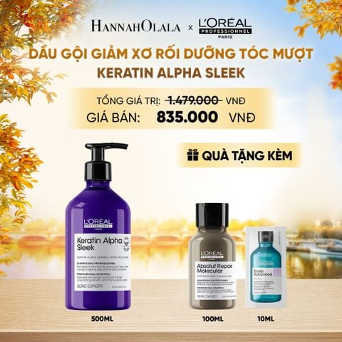  DẦU GỘI GIẢM XƠ RỐI DƯỠNG TÓC MƯỢT L'ORÉAL PROFESSIONNEL SERIE EXPERT KERATIN ALPHA SLEEK PROFESSIONAL SHAMPOO 500ML - E501 