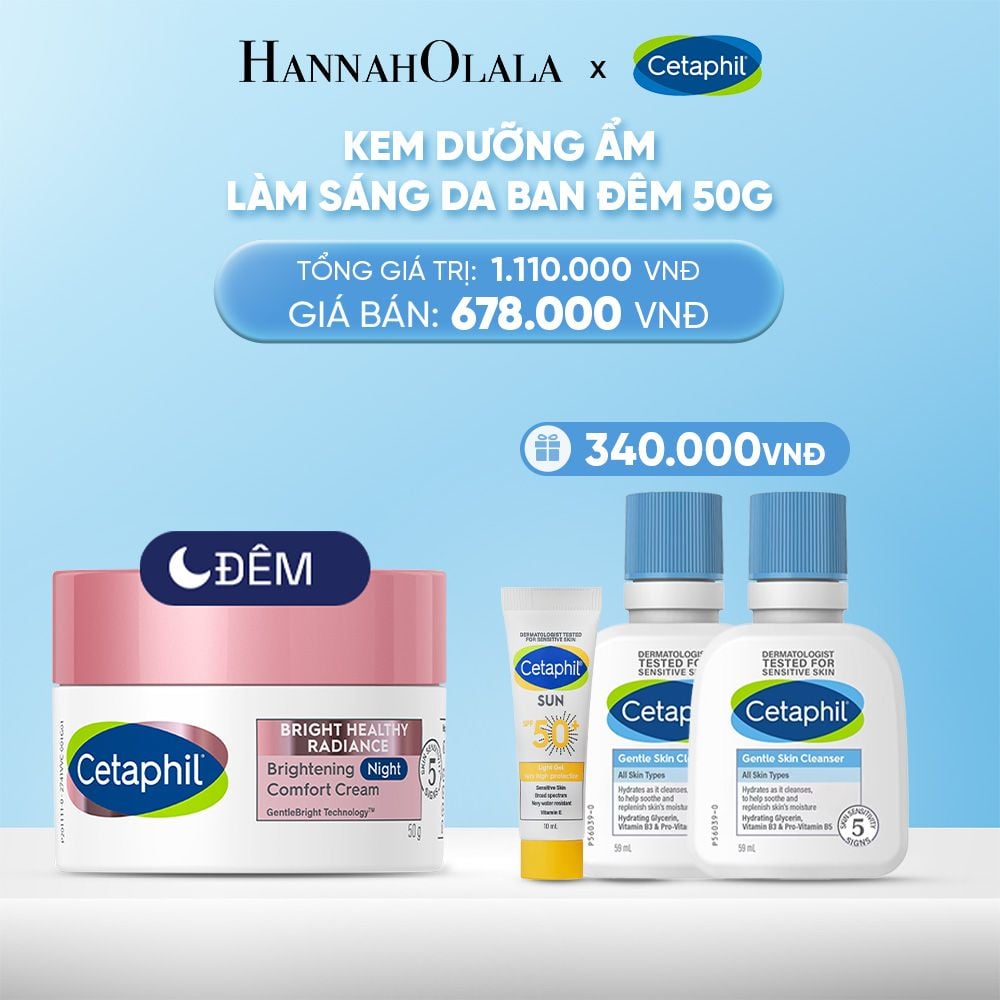  DEAL 8: KEM DƯỠNG ẨM SÁNG DA BAN ĐÊM DỊU LÀNH CHO DA NHẠY CẢM CETAPHIL BRIGHT HEALTHY RADIANCE NIGHT CREAM 50G 