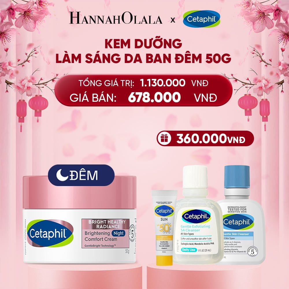  DEAL 8: KEM DƯỠNG ẨM SÁNG DA BAN ĐÊM DỊU LÀNH CHO DA NHẠY CẢM CETAPHIL BRIGHT HEALTHY RADIANCE NIGHT CREAM 50G 