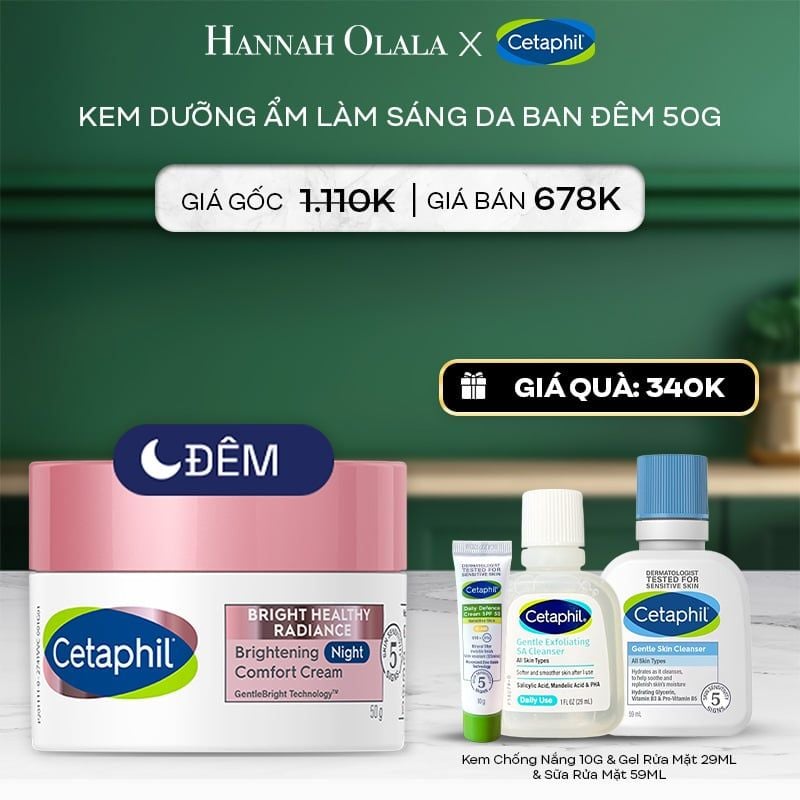  A41_DEAL 8: KEM DƯỠNG ẨM SÁNG DA BAN ĐÊM DỊU LÀNH CHO DA NHẠY CẢM CETAPHIL BRIGHT HEALTHY RADIANCE NIGHT CREAM 50G 