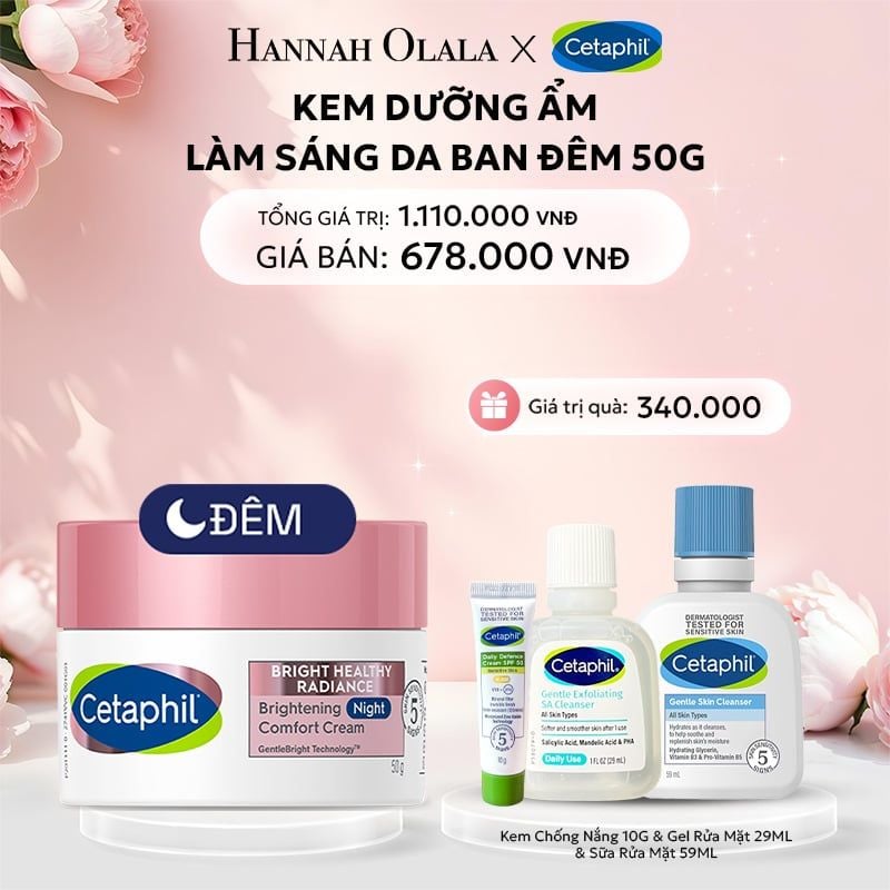  E424: DEAL 8: KEM DƯỠNG ẨM SÁNG DA BAN ĐÊM DỊU LÀNH CHO DA NHẠY CẢM CETAPHIL BRIGHT HEALTHY RADIANCE NIGHT CREAM 50G 