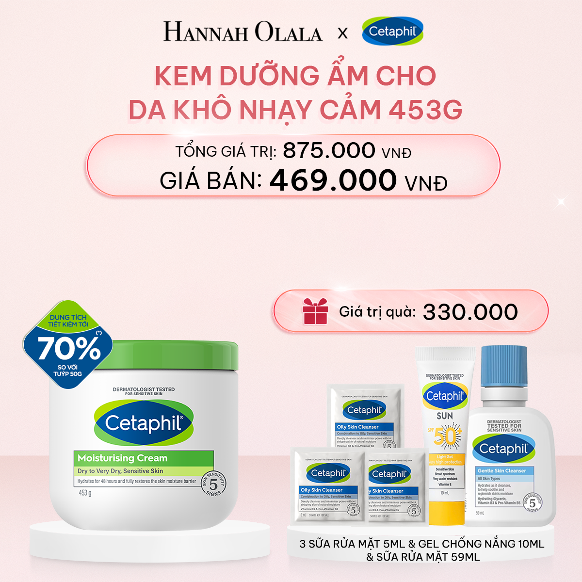  E443_DEAL 3: KEM DƯỠNG ẨM CHO DA NHẠY CẢM CETAPHIL MOISTURIZING CREAM 453G - PHIÊN BẢN TIẾT KIỆM ĐẾN 70% 