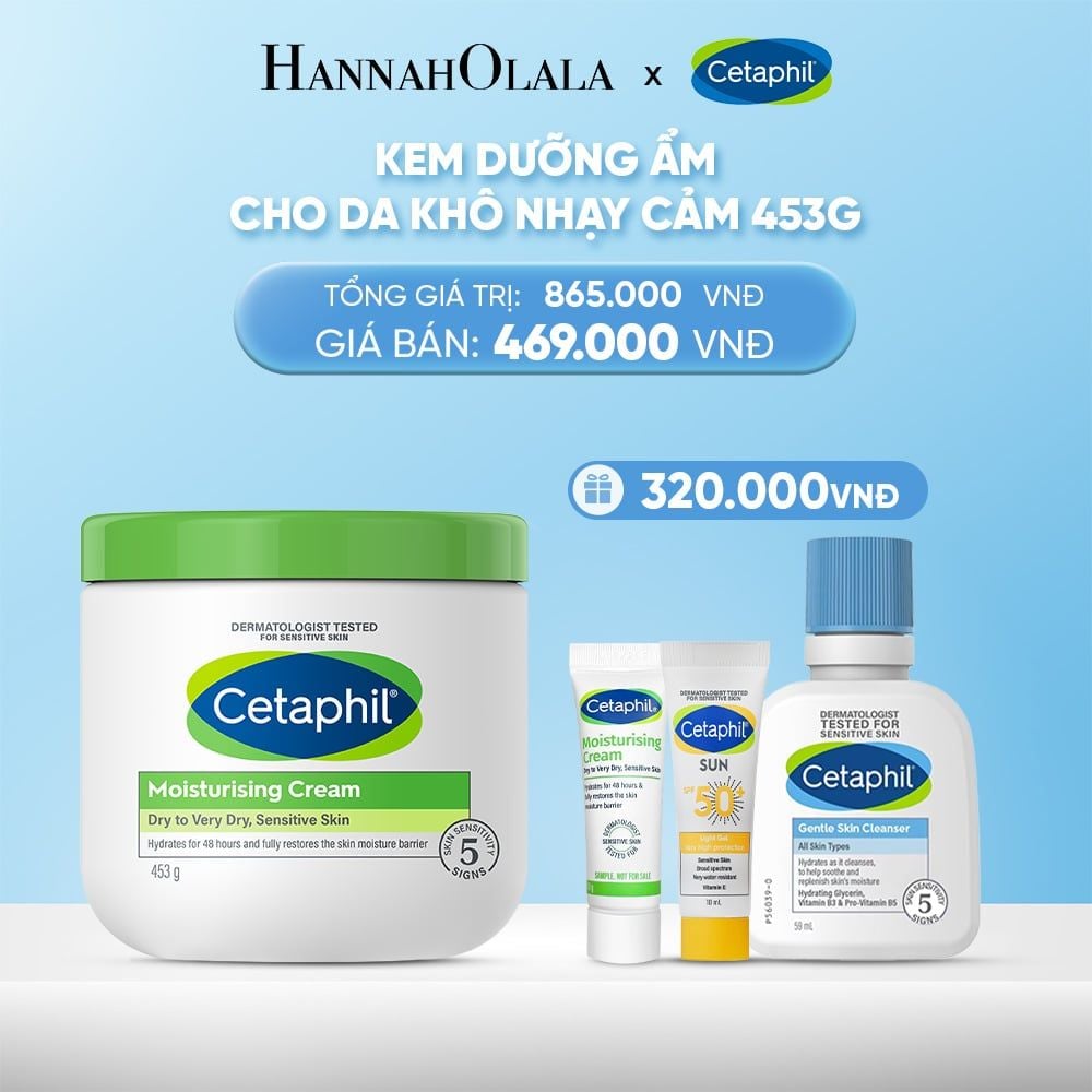  DEAL 3: KEM DƯỠNG ẨM CHO DA NHẠY CẢM CETAPHIL MOISTURIZING CREAM 453G - PHIÊN BẢN TIẾT KIỆM ĐẾN 70% 