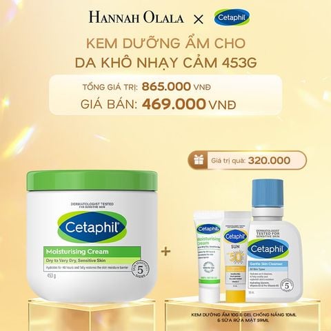  DEAL 3: KEM DƯỠNG ẨM CHO DA NHẠY CẢM CETAPHIL MOISTURIZING CREAM 453G - PHIÊN BẢN TIẾT KIỆM ĐẾN 70% 