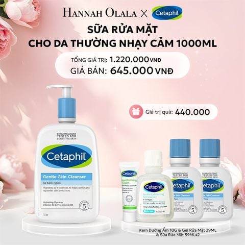  E408: DEAL 1: SỮA RỬA MẶT DỊU LÀNH CHO DA NHẠY CẢM CETAPHIL GENTLE SKIN CLEANSER 1000ML 