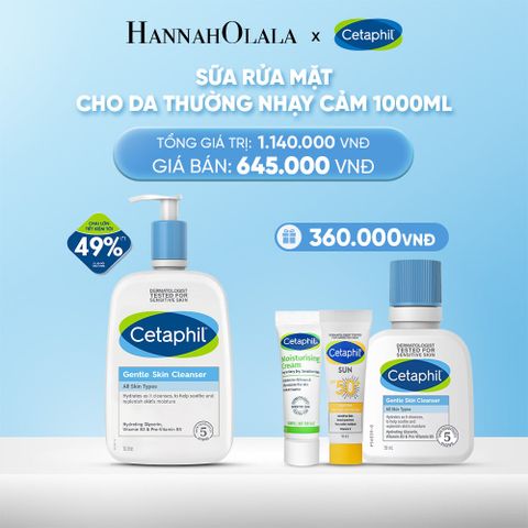  DEAL 1: SỮA RỬA MẶT DỊU LÀNH CHO DA NHẠY CẢM CETAPHIL GENTLE SKIN CLEANSER 1000ML 