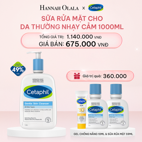  E433_DEAL 1: SỮA RỬA MẶT DỊU LÀNH CHO DA NHẠY CẢM CETAPHIL GENTLE SKIN CLEANSER 1000ML 