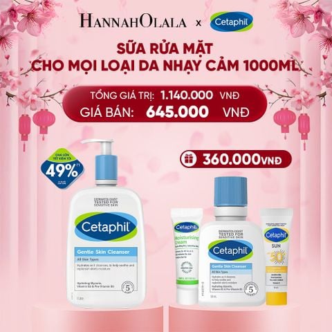  DEAL 1: SỮA RỬA MẶT DỊU LÀNH CHO DA NHẠY CẢM CETAPHIL GENTLE SKIN CLEANSER 1000ML 